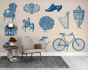 3D Abstract Chair Bicycle Pattern Wallpaper Wall Mural Wall Decor Wall Art Wall Sticker Remoable Wallpaper LQH