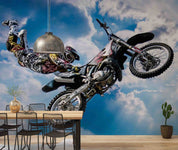 3D Freestyle Motocross Rider Jump Wall Mural Wallpaper GD 4511- Jess Art Decoration