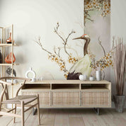 3D Tree Floral Red-Crowned Crane Wall Mural Wallpaper YXL 2943