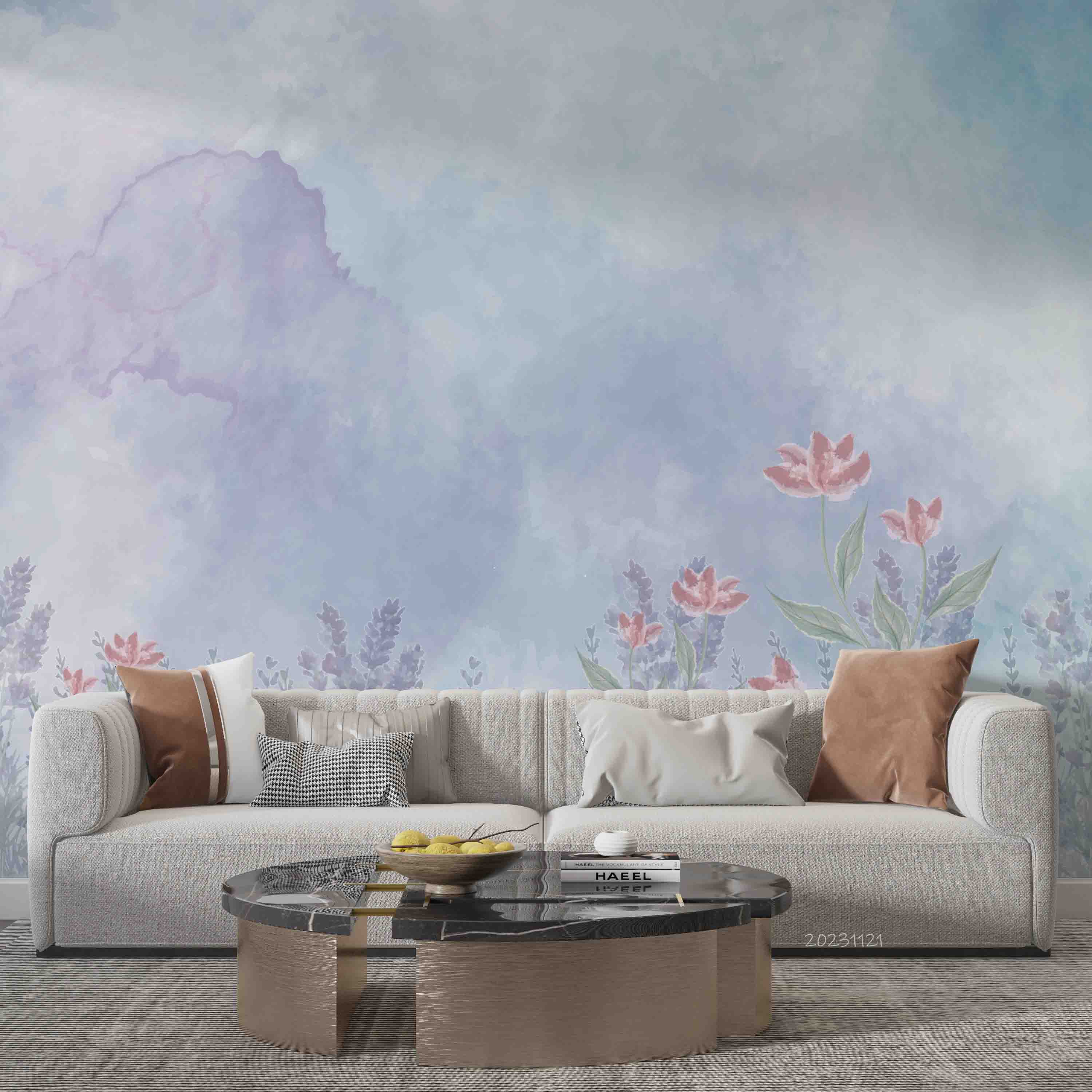3D Floral Leaf Bluesky Wall Mural Wallpaper YXL 3182