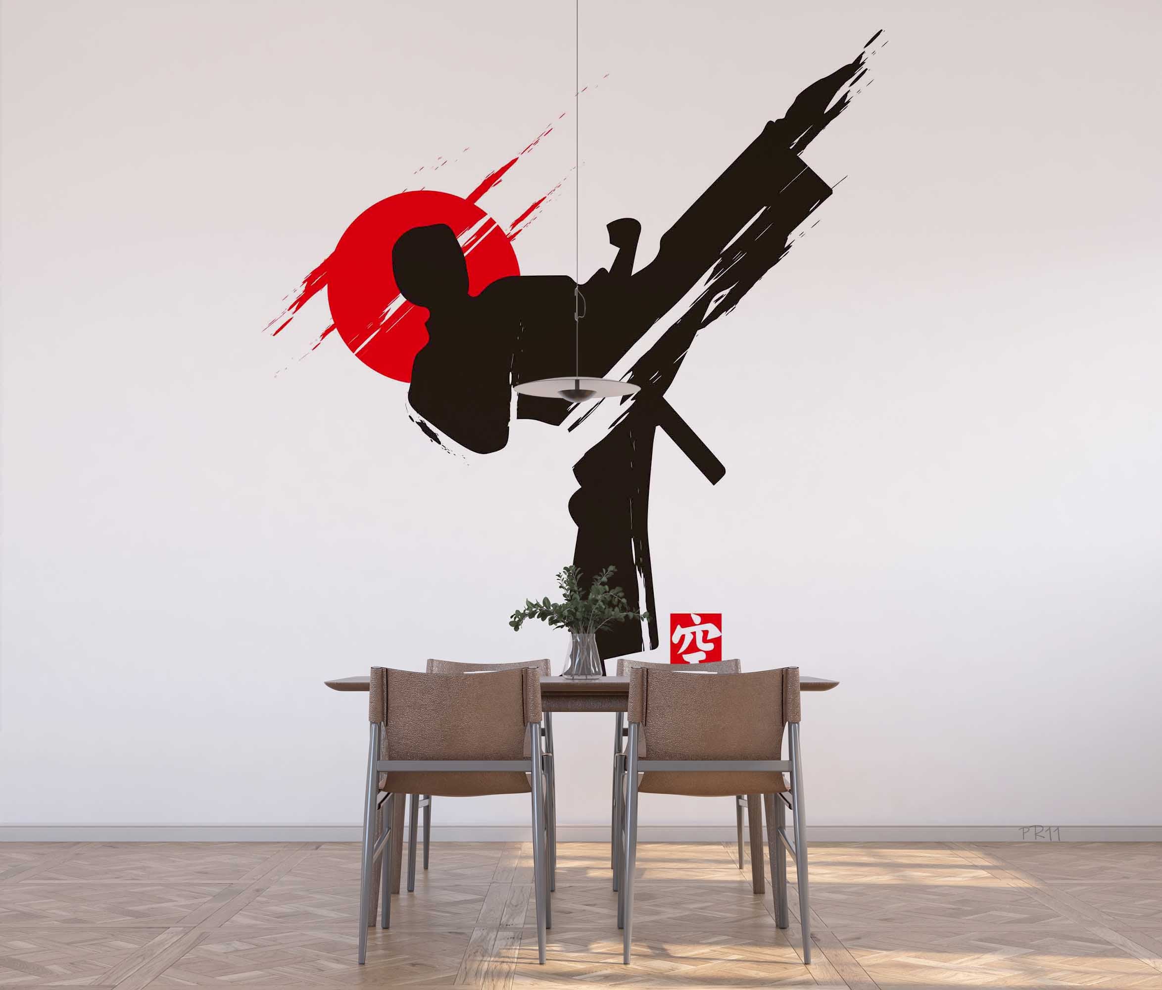 Martial Arts Karate Silhouette Character Illustration Gym Wallpaper gym & fitness wall mural for gym, fitness studio or train