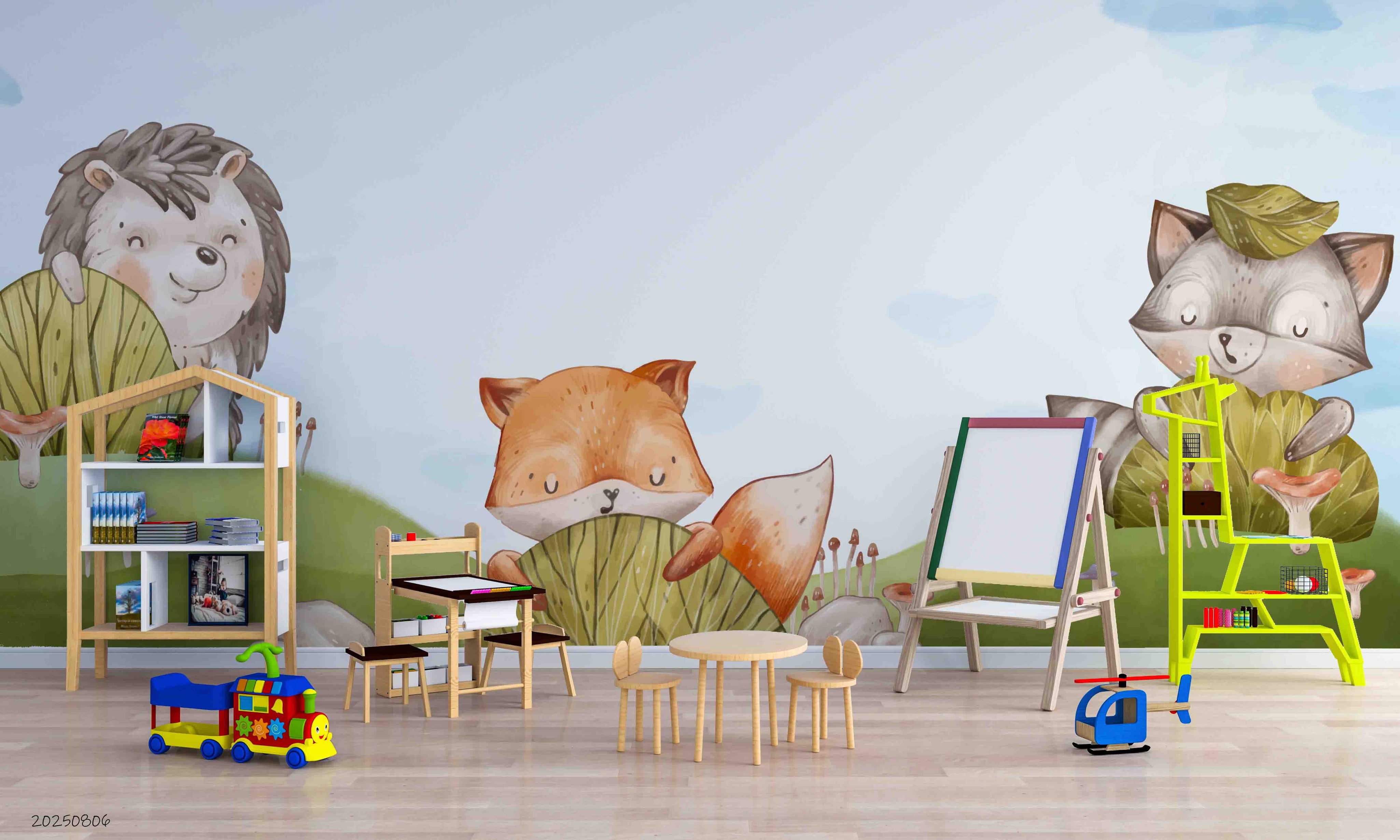 3D Childcare Nursery School Cartoon Animals Wall Mural Wallpaper JN