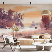 3D Oil Painting Tree Snow Person Cycle Grassland Wall Mural Wallpaper YXL 143