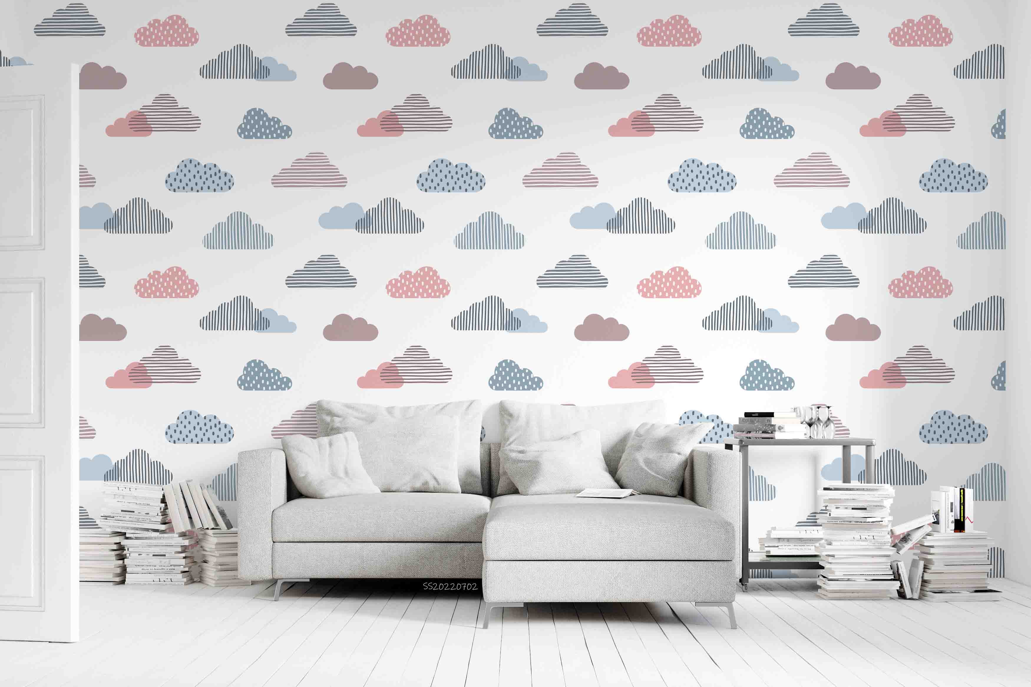 3D Stylish Pastel Color Graffiti Cloud Wall Mural Wallpaper GD 5139- Jess Art Decoration