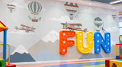 3D Play Centre Amusement Park Funfair Carnie Mountains Plane Fire Balloon Wall Mural Wallpaper 13
