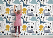 3D Cute Dinosaur Pattern cute dinosaur volcano pattern wall mural wallpaper for nursery - view 4