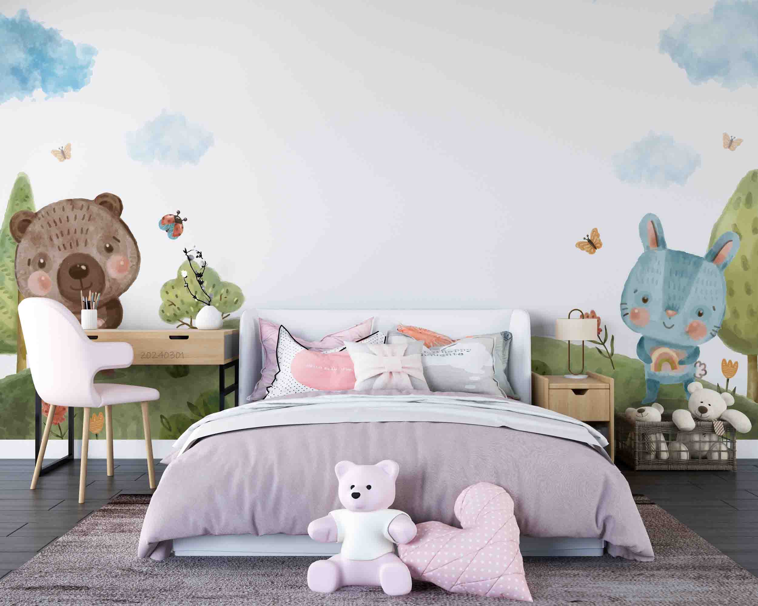 3D Cartoon Grass Animal Bear Kids Wallpaper Wall Mural Wall Decor Wall Art Wall Sticker Remoable Wallpaper