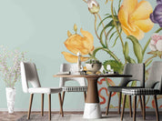 3D Hand Drawn Yellow Floral Green Leaf Wallpaper Wall Mural Wall Decor Wall Art Wall Sticker Remoable Wallpaper LQH