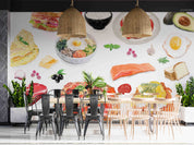 3D Watercolor Food Fruit Vegetable Egg Rice Wall Mural Wallpaper GD 5253- Jess Art Decoration