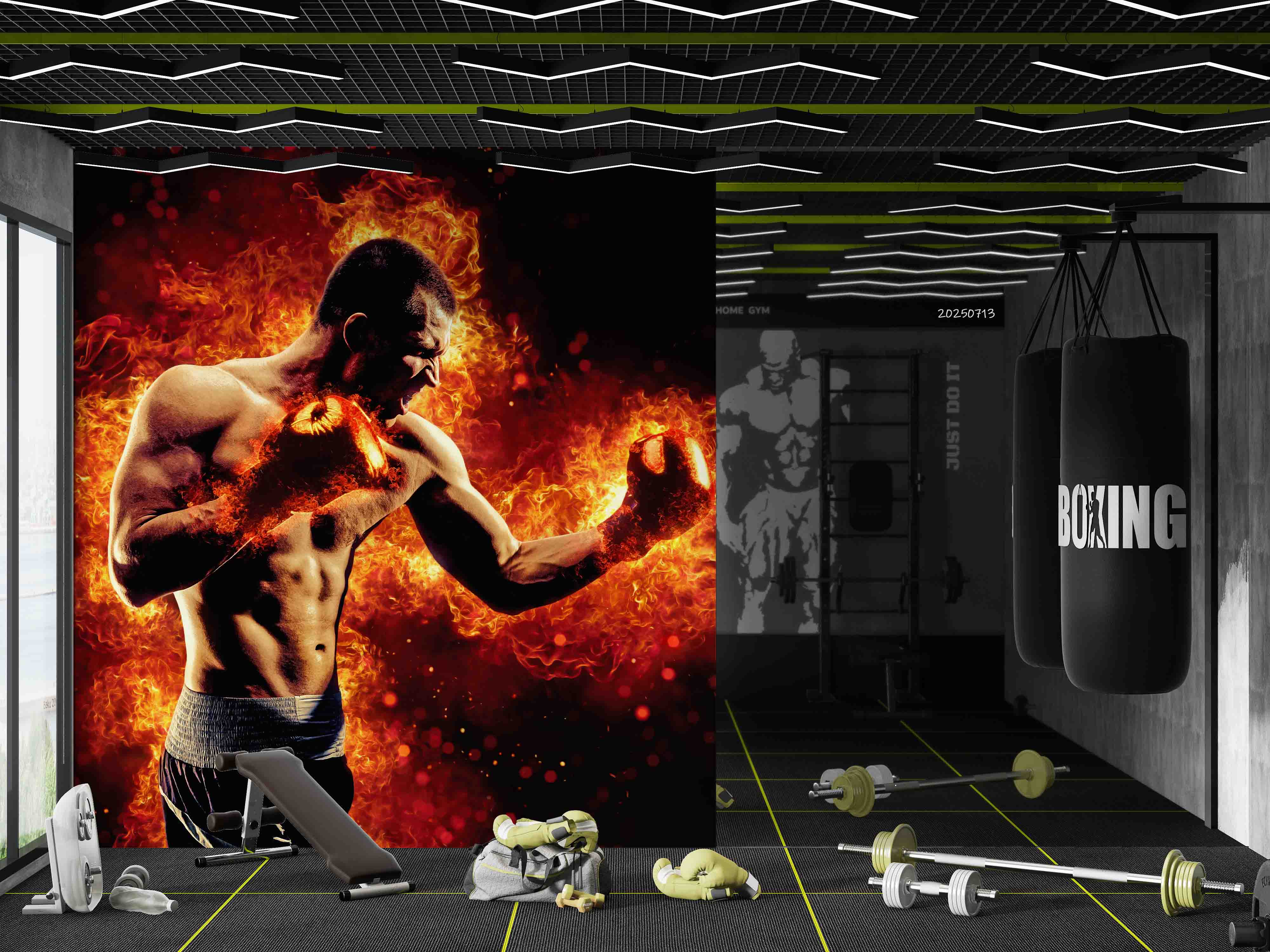 3D Gym Fitness Boxing Wall Mural Wallpaper 8