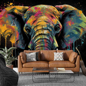 3D Animal Elephant Colours Graffiti Wall Mural Wallpaper YXL 1839