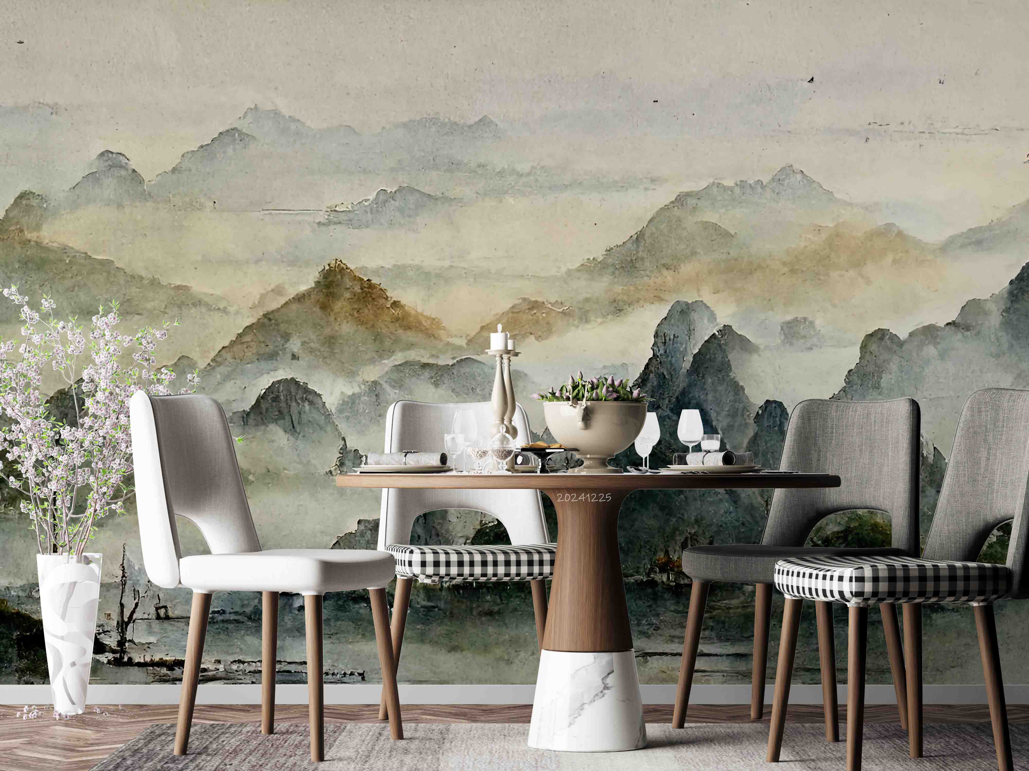3D Watercolor Mountains Landscape Oil Painting Wallpaper Wall Mural Wall Decor Wall Art Wall Sticker Remoable Wallpaper LQH 33
