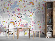 3D Unicorn Rainbow  Star Leaf Love Wall Mural Wallpaper YXL 2692