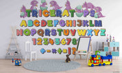 3D Childcare Nursery School Cartoon Letters Dinosaur Kids Wall Mural Wallpaper JN 17