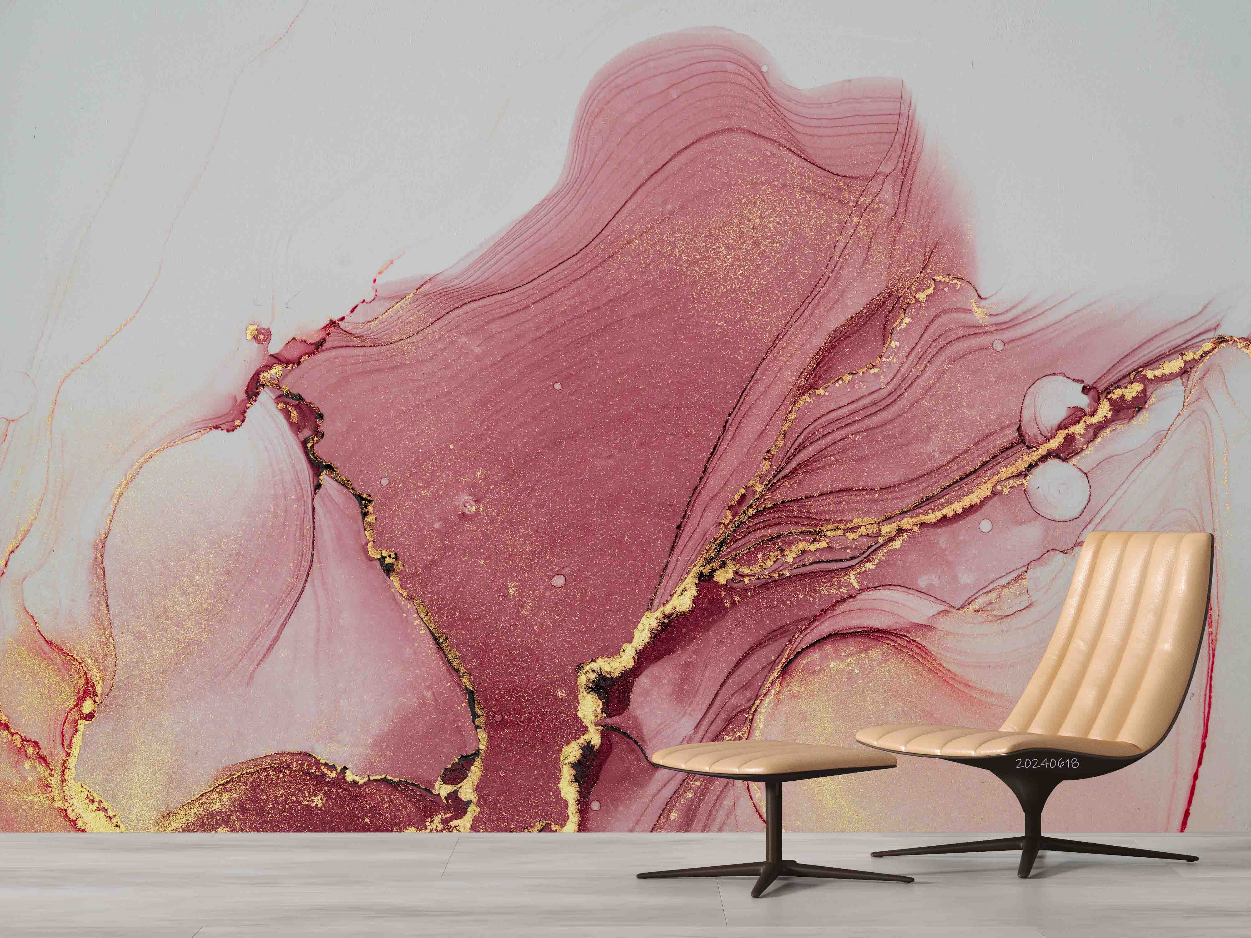 3D Abstract Damaskeen Gold Dust Wall Mural Wallpaper YXL 625