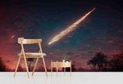 3D Comet Flying Over Dark Night Sky Forest Silhouette Wall Mural Wallpaper GD 3101- Jess Art Decoration