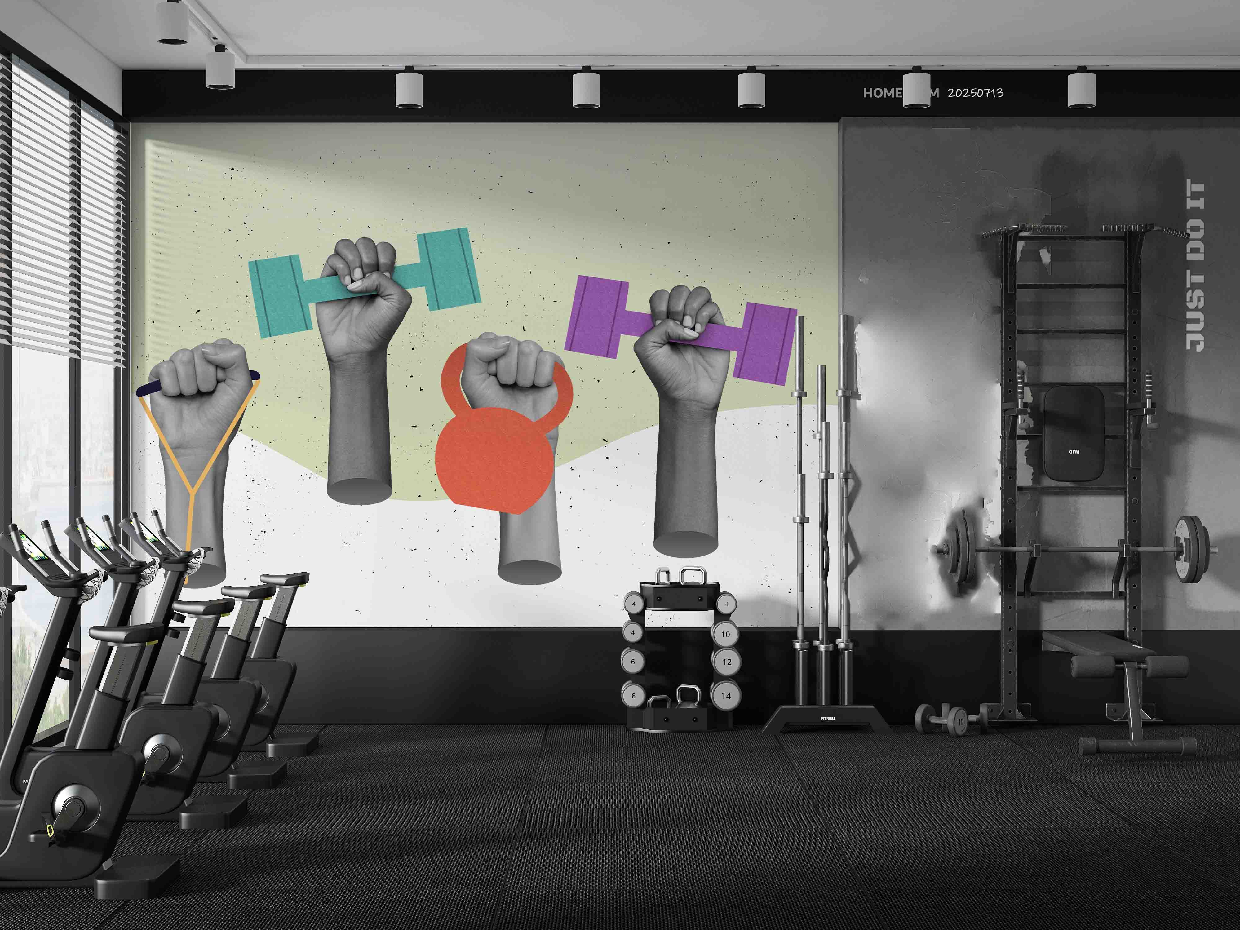 3D Gym Fitness Dumbbell Wall Mural Wallpaper 7
