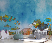 3D Sea Fish Coral Aquatic Plant Wall Mural Wallpaper YXL 678