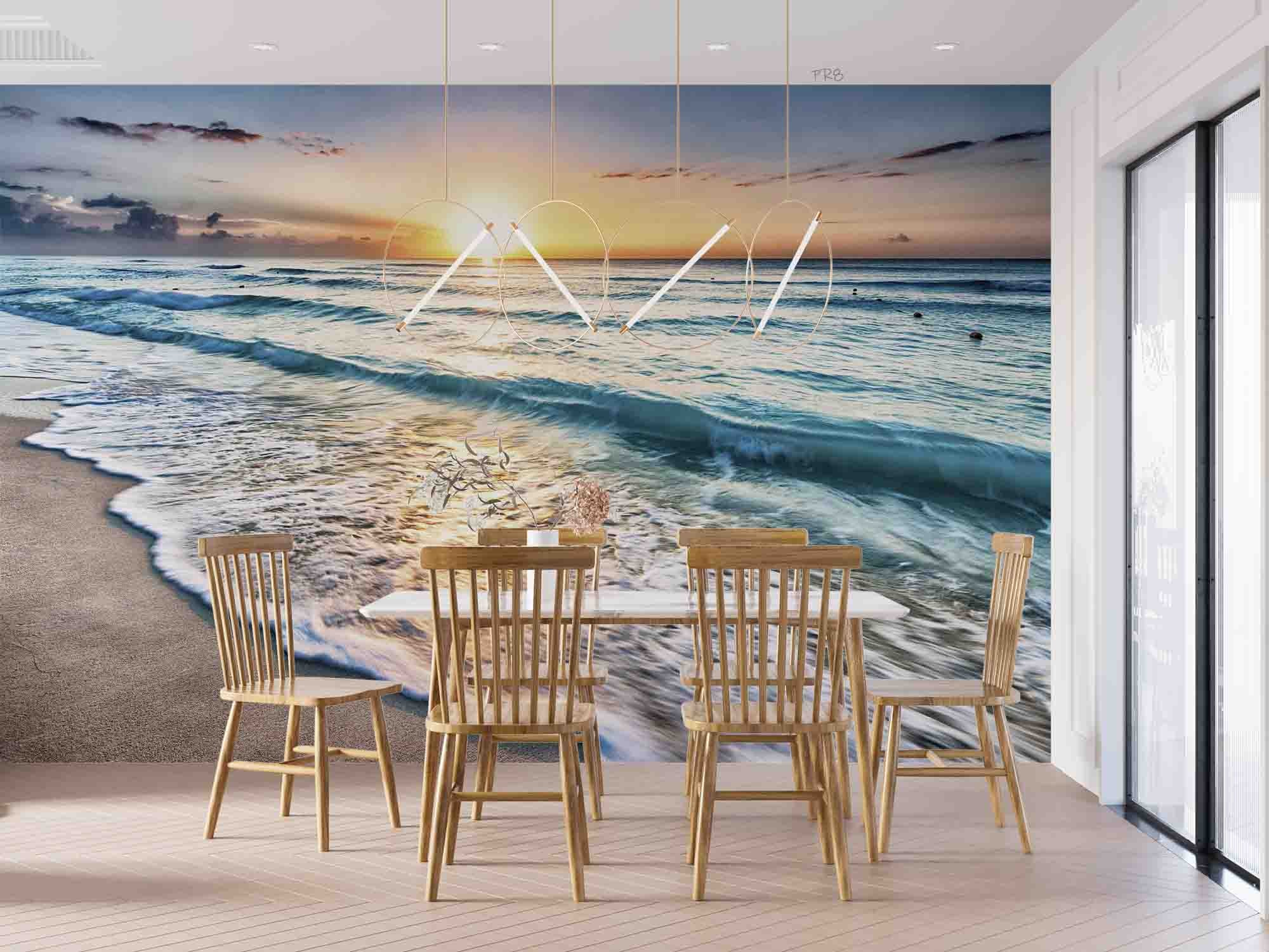 3D Beach Wave Sea Sunrise Landscape Wall Mural Wallpaper GD 4569- Jess Art Decoration