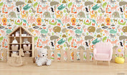 3D Childcare Nursery School Cartoon Kids Animals Letters Wall Mural Wallpaper JN 59