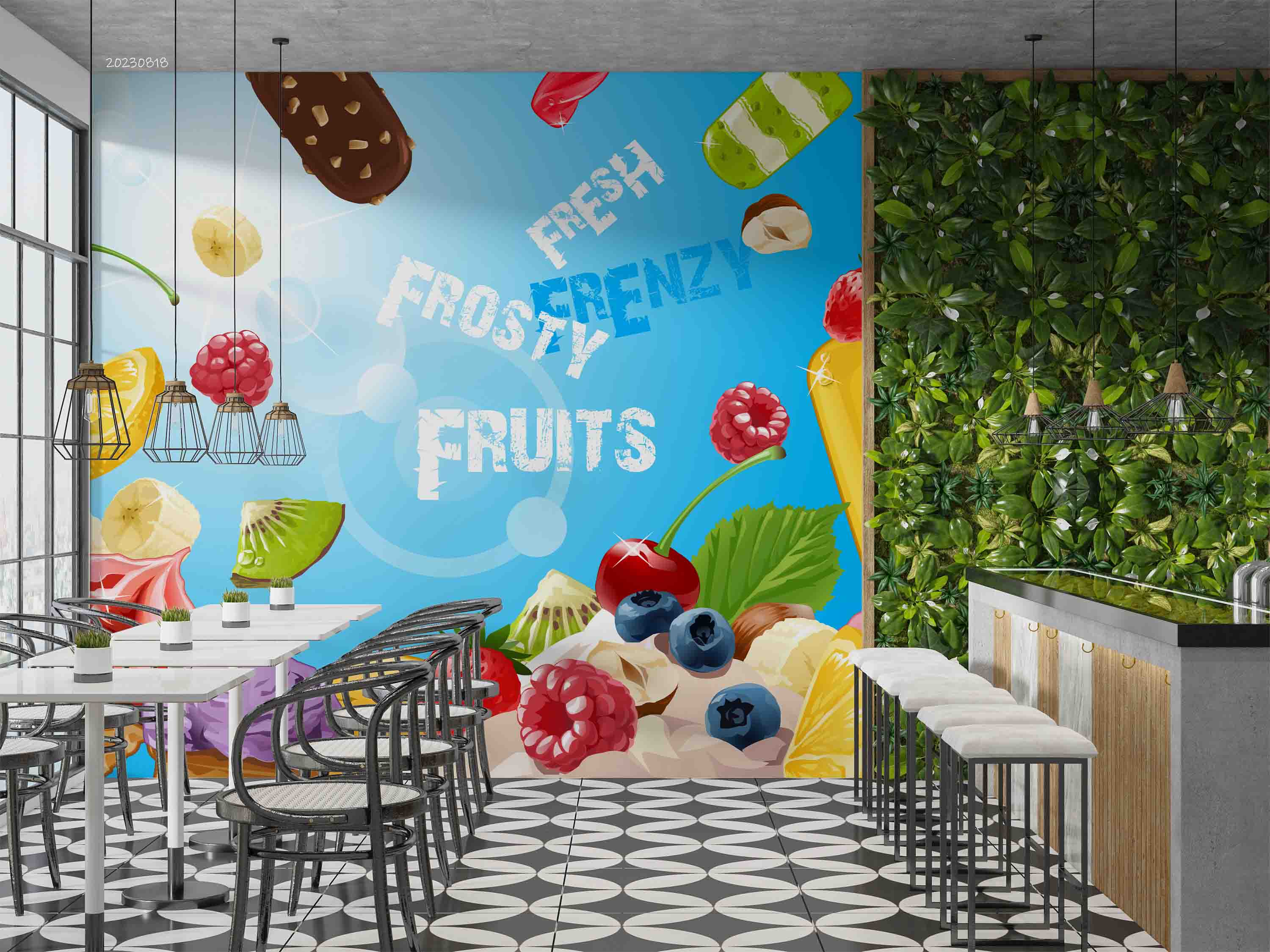 3D Ice Cream Popsicle Blue Sunlight Wall Mural Wallpaper YXL 2332