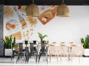 3D Pasta Design Fork Macaroni Pasta Watercolor Illustration Wall Mural Wallpaper GD 5485- Jess Art Decoration
