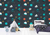 3D Cartoon Space Shuttle Planet Kids Wallpaper Wall Mural Wall Decor Wall Art Wall Sticker Remoable Wallpaper