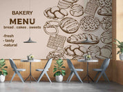 3D Bakery Menu Bread Cakes Sweets Wall Mural Wallpaper GD 5289- Jess Art Decoration