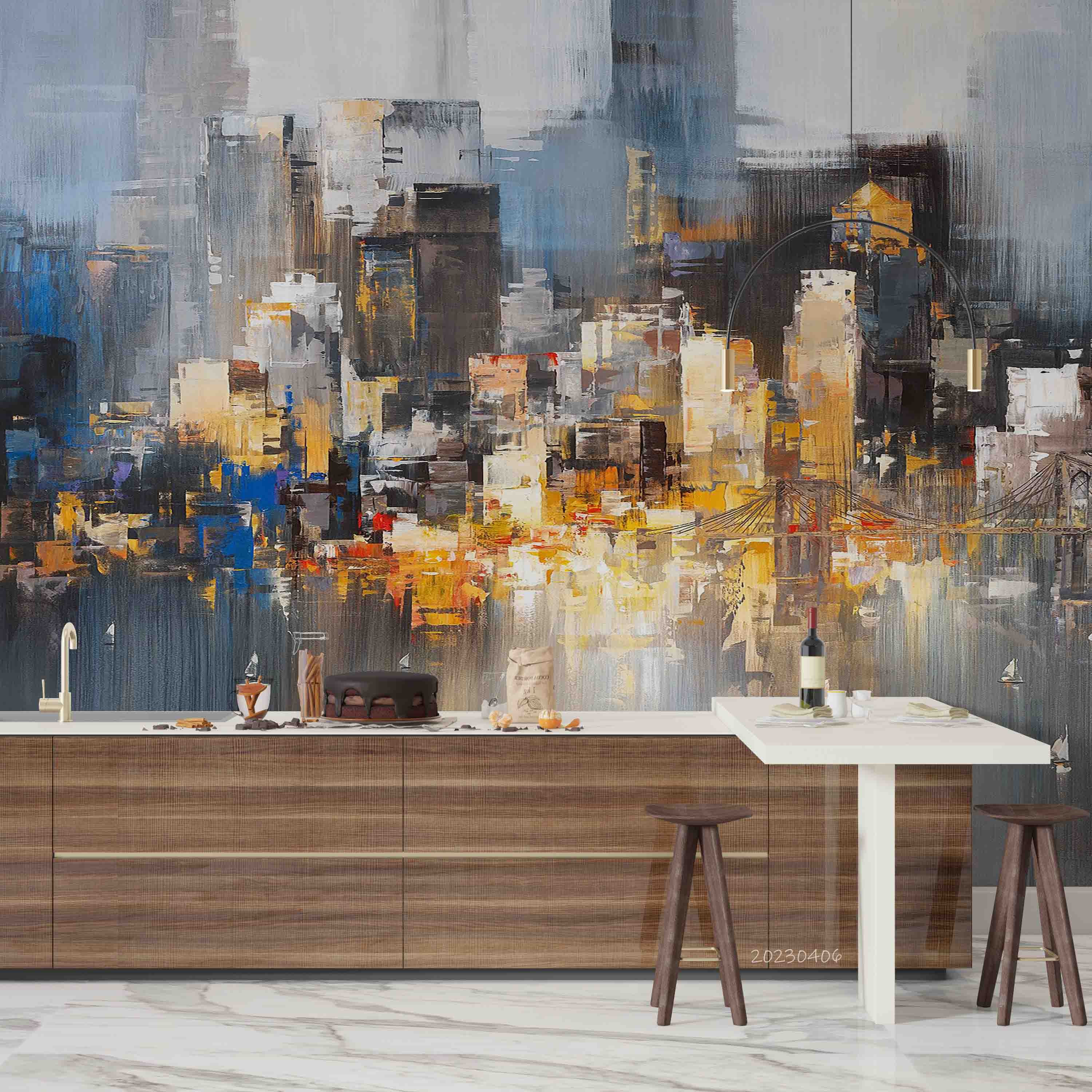 3D Oil Painting City Tall Buildings Wall Mural Wallpaper GD 5594- Jess Art Decoration