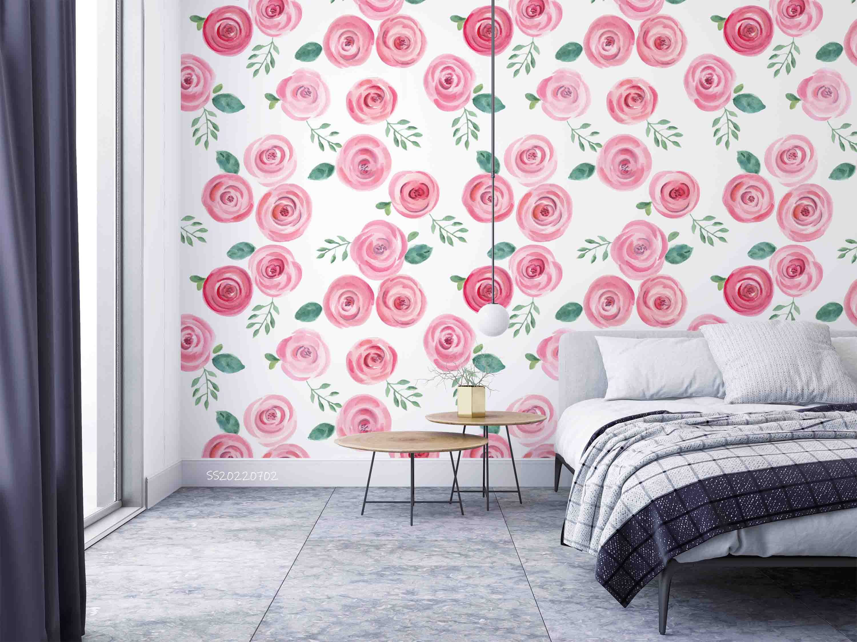 3D Watercolor Rose Leaf Pattern Wall Mural Wallpaper GD 5197- Jess Art Decoration