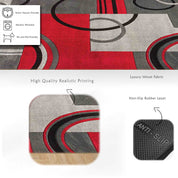 3D Abstract Red Geometric Pattern Non-Slip Rug Mat 59