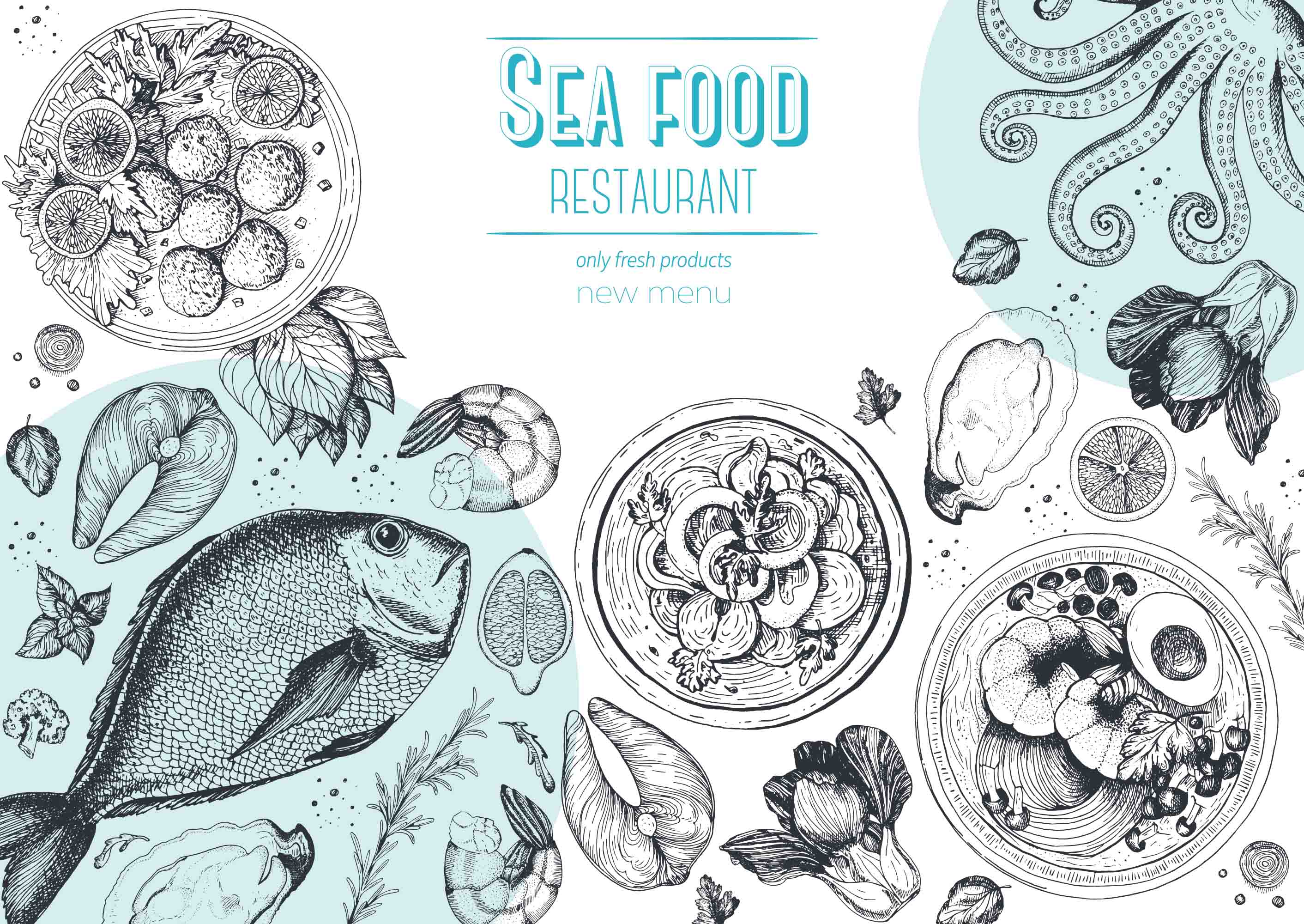 3D Restaurant Snack Bar Diner Fast Food Sea Food Wall Mural Wallpaper 55