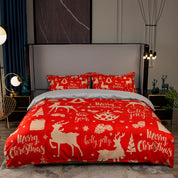 3D Deer Gift Pinecone Golden Red Christmas Quilt Cover Set Bedding Set Duvet Cover Pillowcases 469- Jess Art Decoration