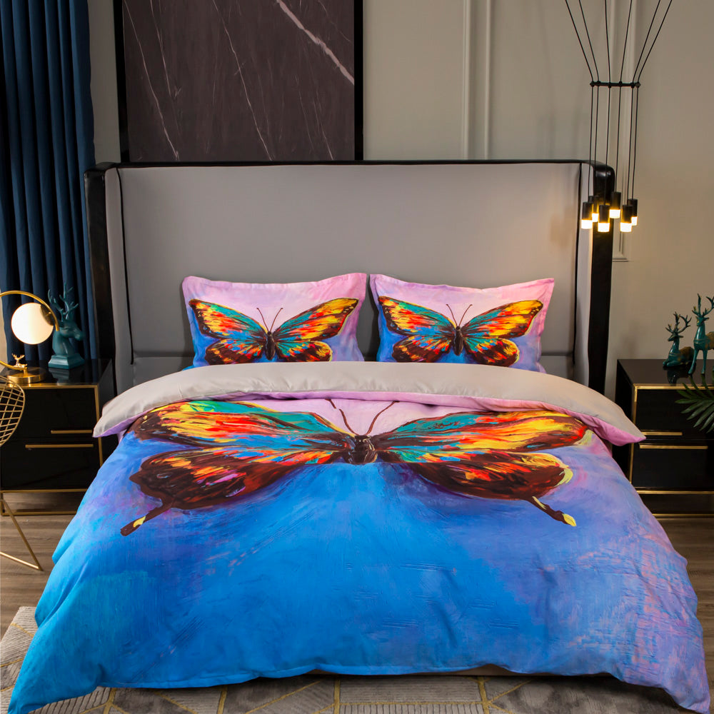 3D Watercolor Butterfly Quilt Cover Set Bedding Set Duvet Cover Pillowcases 480- Jess Art Decoration