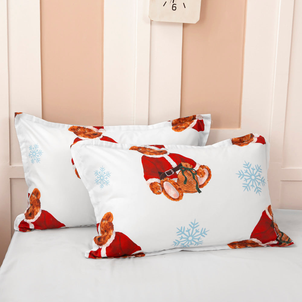 3D Bear Snowflake Christmas Quilt Cover Set Bedding Set Duvet Cover Pillowcases 700- Jess Art Decoration