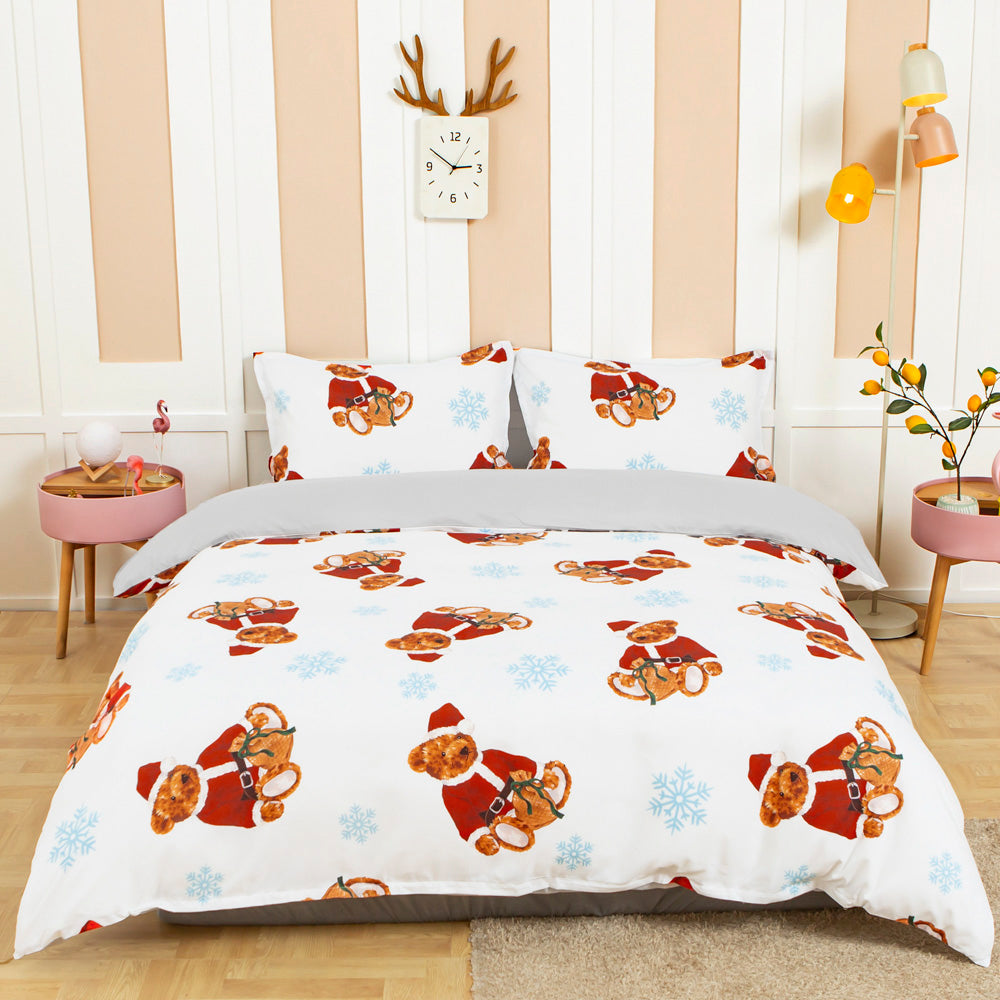 3D Bear Snowflake Christmas Quilt Cover Set Bedding Set Duvet Cover Pillowcases 700- Jess Art Decoration