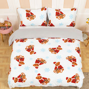 3D Bear Snowflake Christmas Quilt Cover Set Bedding Set Duvet Cover Pillowcases 700- Jess Art Decoration