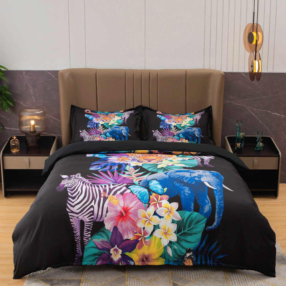 3D Zebra Elephant Leopard Floral Butterfly Quilt Cover Set Bedding Set Duvet Cover Pillowcases 486- Jess Art Decoration