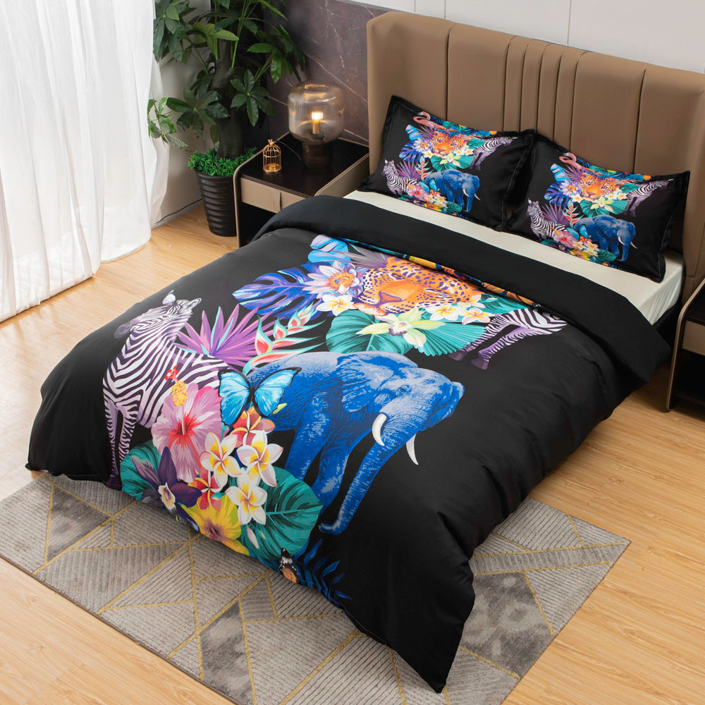 3D Zebra Elephant Leopard Floral Butterfly Quilt Cover Set Bedding Set Duvet Cover Pillowcases 486- Jess Art Decoration