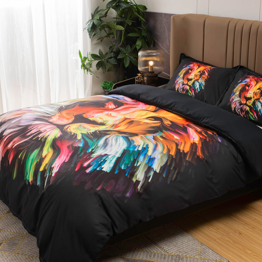 3D Colorful Lion Quilt Cover Set Bedding Set Duvet Cover Pillowcases 508- Jess Art Decoration