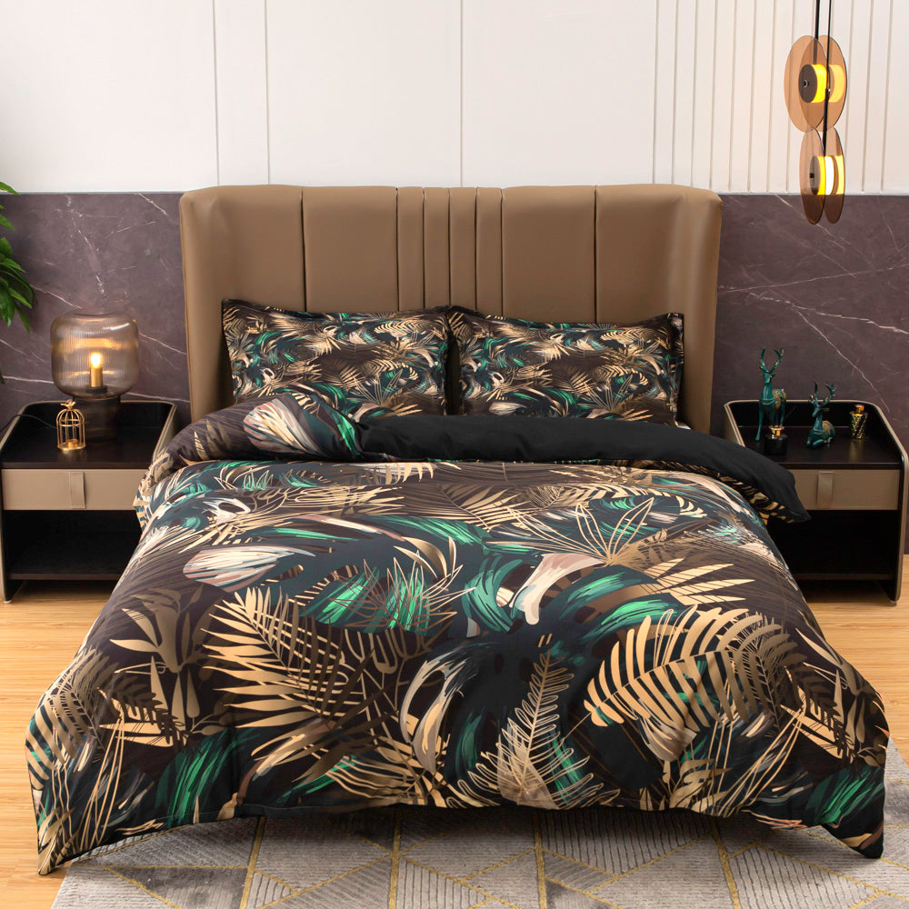 3D Green Brown Leaves Quilt Cover Set Bedding Set Duvet Cover Pillowcases 493- Jess Art Decoration