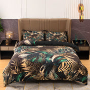 3D Green Brown Leaves Quilt Cover Set Bedding Set Duvet Cover Pillowcases 493- Jess Art Decoration