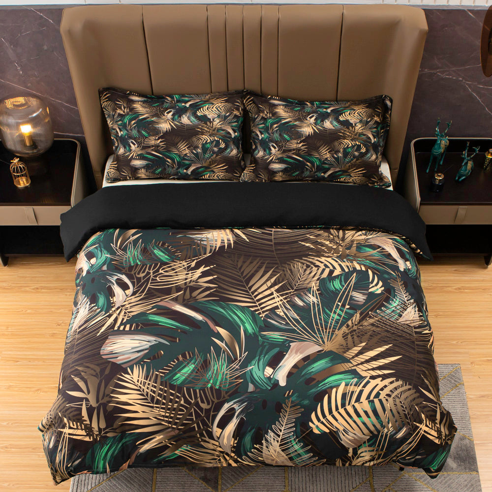 3D Green Brown Leaves Quilt Cover Set Bedding Set Duvet Cover Pillowcases 493- Jess Art Decoration