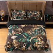 3D Green Brown Leaves Quilt Cover Set Bedding Set Duvet Cover Pillowcases 493- Jess Art Decoration