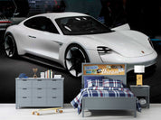 Roadster White Black Racing Wallpaper racing & cars wall mural for garage, game room or entertainment space - view 5