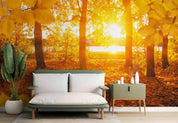 3D Autumn Forest Fallen Leaves River Sunset Scenery Wall Mural Wallpaper GD 4978- Jess Art Decoration
