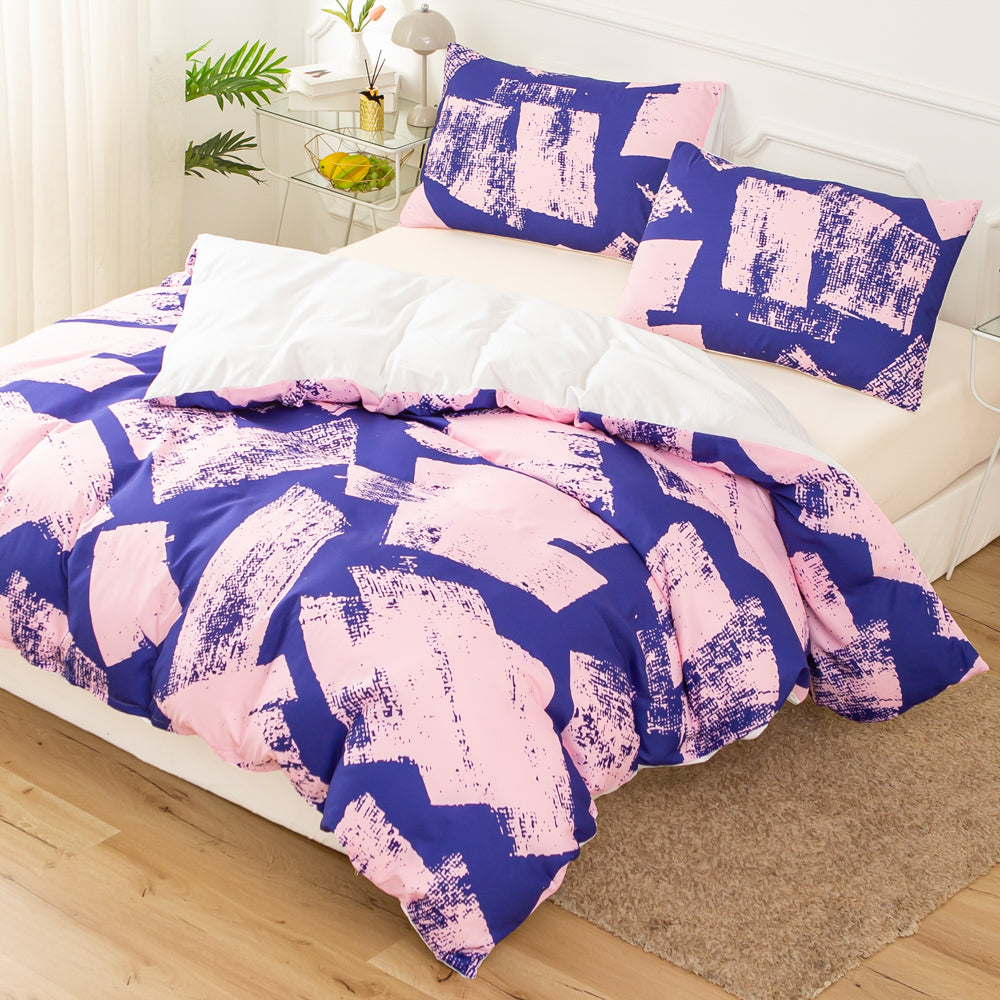 3D Pink Geometric Blue Pattern Quilt Cover Set Bedding Set Duvet Cover Pillowcases 606- Jess Art Decoration