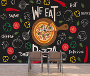 3D Vegetables Pizzeria Black Background Wall Mural Wallpaper GD 4926- Jess Art Decoration