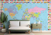3D Colorful World Map Wall Mural Wallpaper GD 4441- Jess Art Decoration