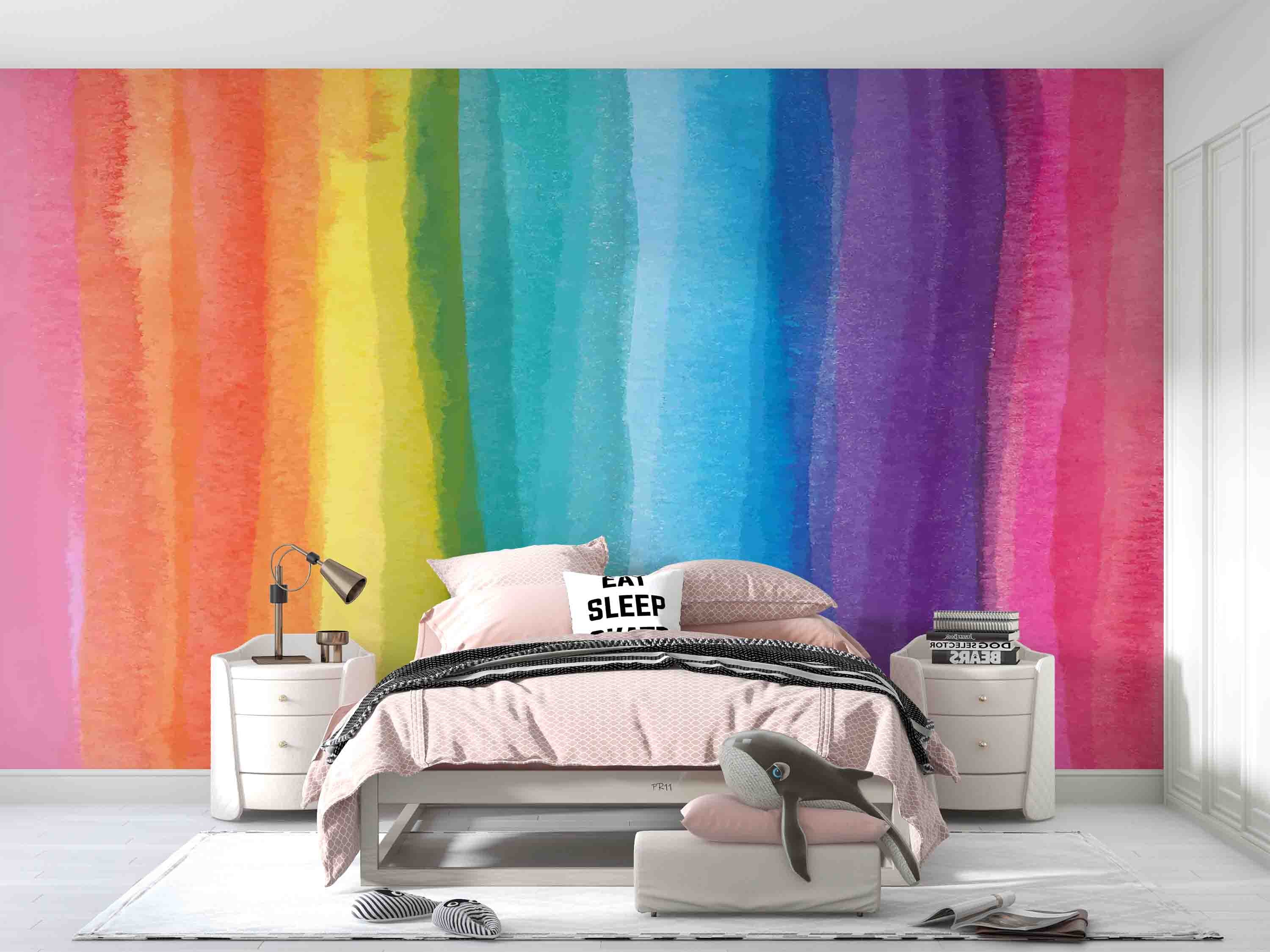 Rainbow Colors Background Contemporary Wallpaper contemporary street art wall mural for creative room or feature wall - view 